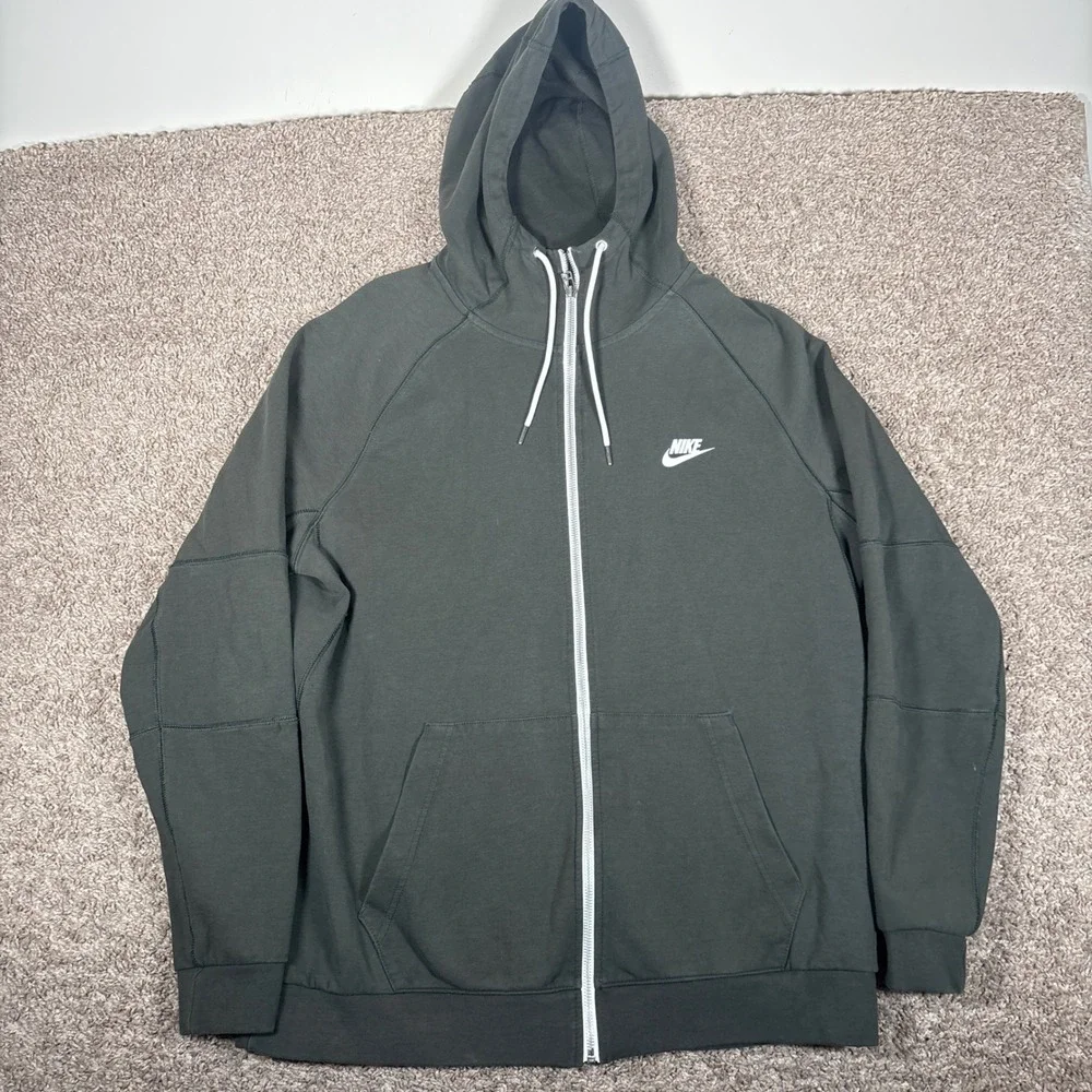 Nike Mens Full Zip Hoodie Dark Olive Green‎ DJ0332-355 XL Sportswear Fleece